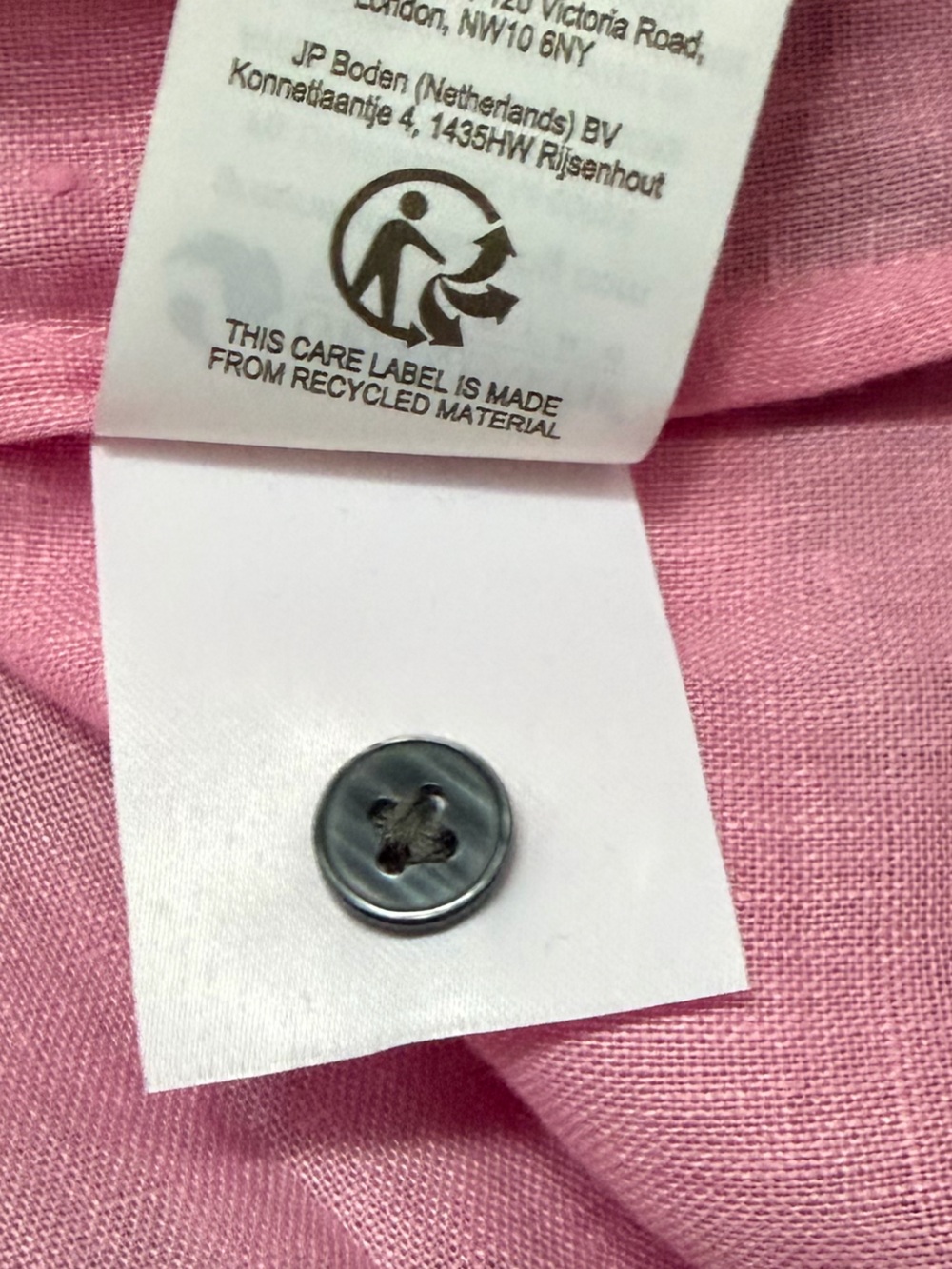 Boden Pink Ruffled Collar Button-Front Top - Picture 9 of 9